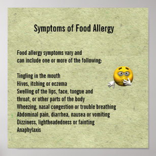 Symptome der Lebensmittelallergie Poster