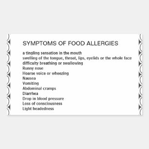 Symptome der Lebensmittelallergie Rechteckiger Aufkleber