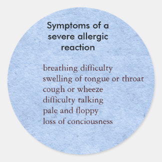Symptome einer schweren Lebensmittelallergie Runder Aufkleber