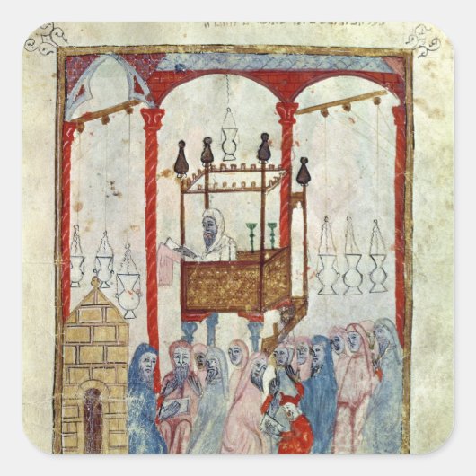 Synagoge, c.1350, Nordspanien Quadratischer Aufkleber (Vorderseite)
