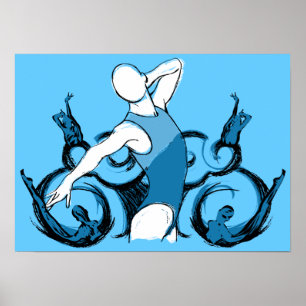 Synch Schwimmen-Illustration Poster