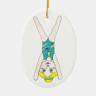 Synchronschwimmen Blue Synchro Schwimmer Girl Keramik Ornament