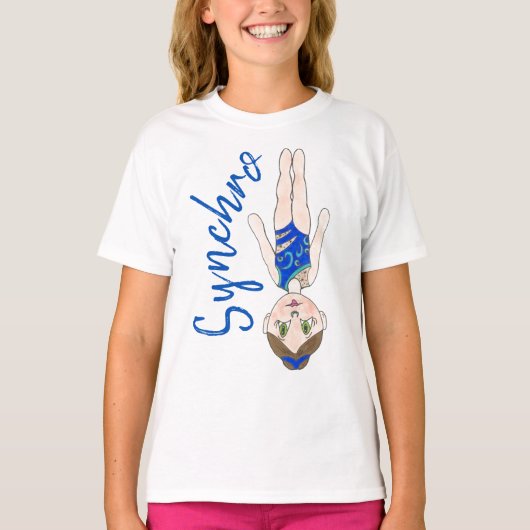 Synchronschwimmen Blue Synchro Schwimmer Girl T-Shirt (Vorderseite)
