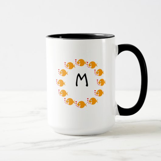 Synchronschwimmen Goldfish Niedlich Mit Monogramm Tasse (Rechts)