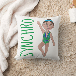 Synchronschwimmen Grüne Synchro Schwimmerin Mädche Kissen