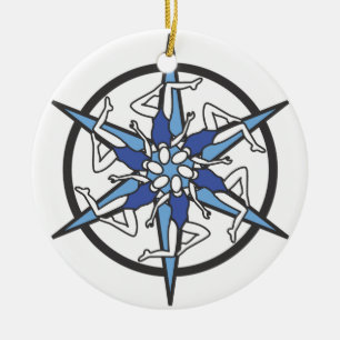 Synchronschwimmen-Kreis-Logo im Blau Keramikornament