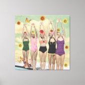 Synchronschwimmen Retro-Collage Leinwanddruck (Vorderseite)