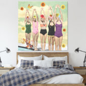 Synchronschwimmen Retro-Collage Leinwanddruck (Insitu (Schlafzimmer))