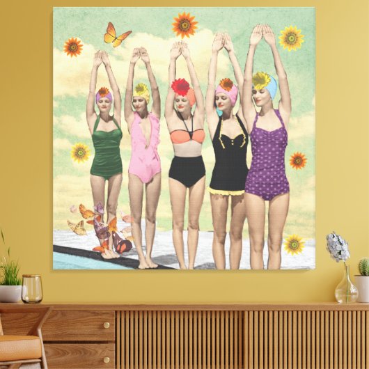 Synchronschwimmen Retro-Collage Leinwanddruck (Insitu (Wohnzimmer))