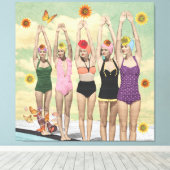 Synchronschwimmen Retro-Collage Leinwanddruck (Insitu (Holzboden))