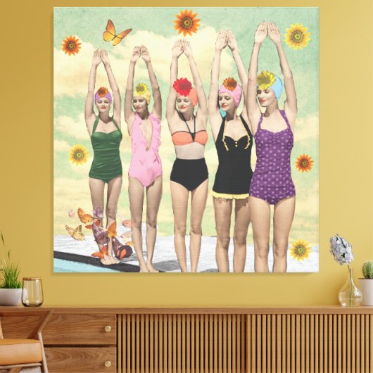 Synchronschwimmen Retro-Collage Leinwanddruck (Insitu (Wohnzimmer))