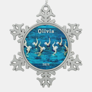 Synchronschwimmen Schneeflocken Zinn-Ornament