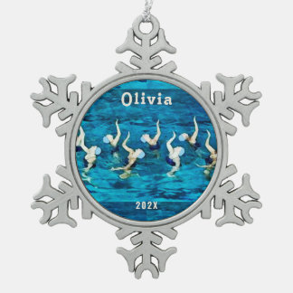 Synchronschwimmen Schneeflocken Zinn-Ornament