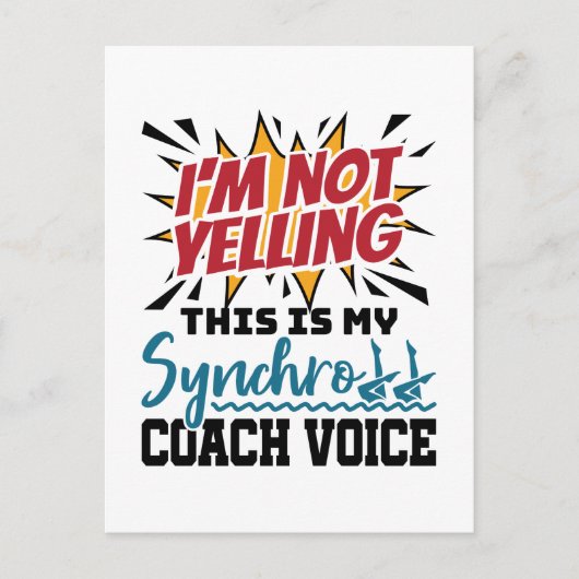 Synchronschwimmen Synchro Coach Stimme Postkarte (Vorderseite)