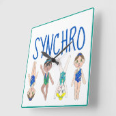 Synchronschwimmende Girls Swim Team Synchro Quadratische Wanduhr (Winkel)