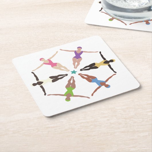 Synchronschwimmer Rechteckiger Pappuntersetzer (angewinkelt)