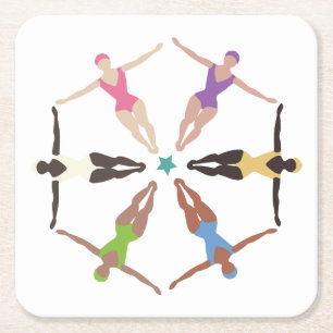 Synchronschwimmer Rechteckiger Pappuntersetzer