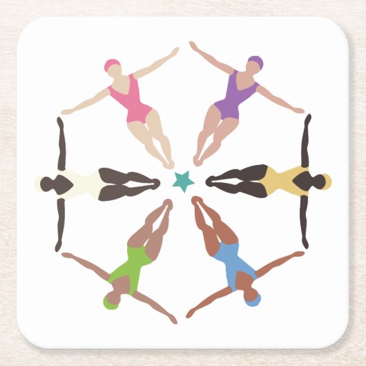 Synchronschwimmer Rechteckiger Pappuntersetzer (Vorderseite)