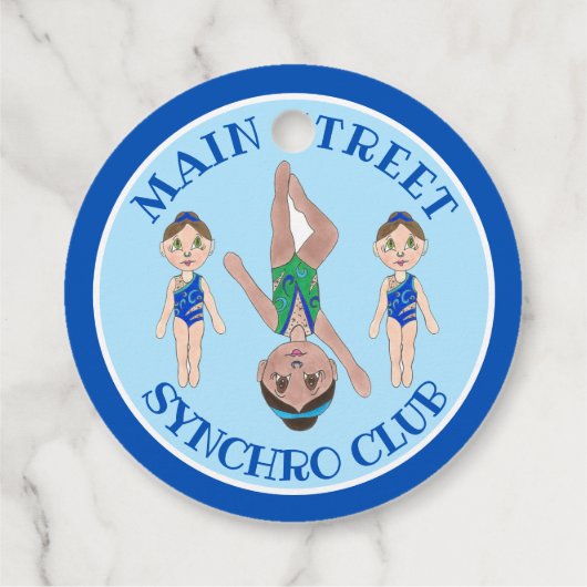 Synchronschwimmermädchen Synchro Schwimmsport Geschenkanhänger (Rückseite)