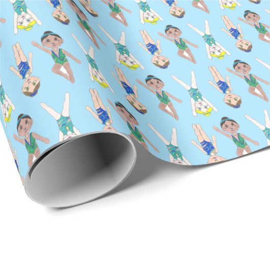 Synchronschwimmermädchen Synchro Schwimmsport Geschenkpapier (Rolleneckpunkt)