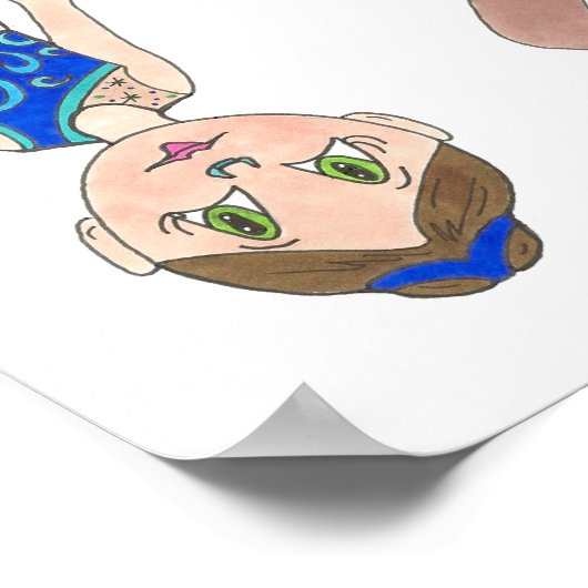 Synchronschwimmermädchen Synchro Schwimmsport Poster (Ecke)