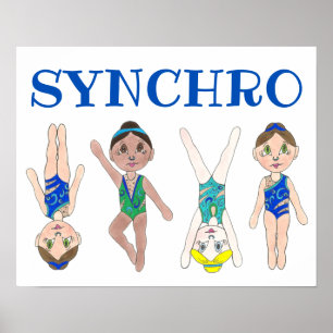 Synchronschwimmermädchen Synchro Schwimmsport Poster