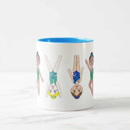 Synchronschwimmteam Synchro Schwimmermädchen Zweifarbige Tasse (Mittel)