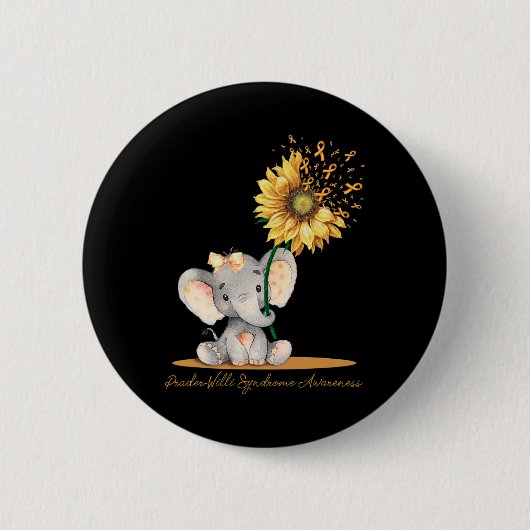Syndrom Bewusstsein Niedlich Elephant Sonnenblume Button (Vorderseite)