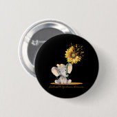 Syndrom Bewusstsein Niedlich Elephant Sonnenblume Button (Vorne & Hinten)