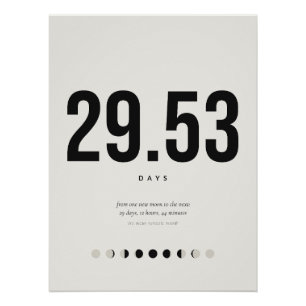 Synodischer Monatsplakat – 29,53 Tage Mond-Typogra Poster