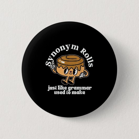 Synonym Rolls Grammar Pun Vintag Style Button (Vorderseite)