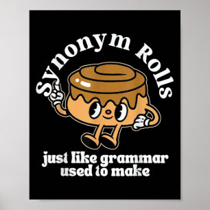 Synonym Rolls Grammar Pun Vintag Style Poster