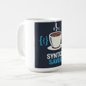 Syntax Saver Coffee & Code Kaffeetasse (Vorderseite Links)
