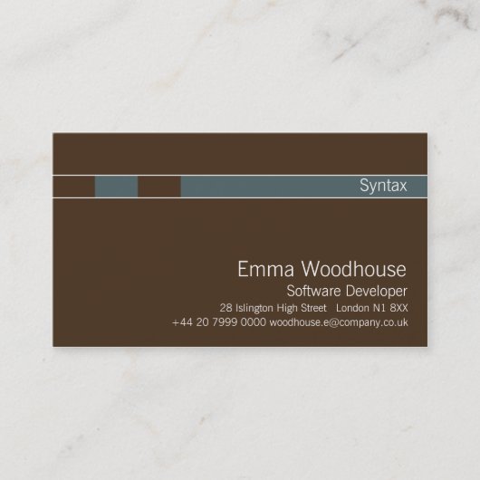 Syntax schokoladenbraun u. Kadett-Blau Visitenkarte (Vorderseite)