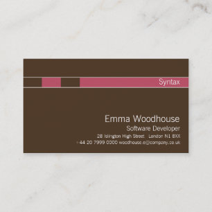 Syntax-schokoladenbraunes u. violettes Rot Visitenkarte