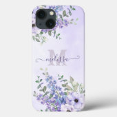 Syntaxname Lila Wildblumen Monogramm Case-Mate iPhone Hülle (Rückseite)