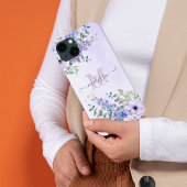 Syntaxname Lila Wildblumen Monogramm iPhone Hülle