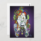 Synthea Psytrance Tattoo Disk Jockey Fee Postcard Postkarte (Vorne/Hinten)