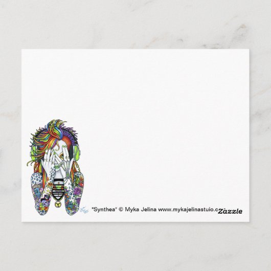 Synthea Psytrance Tattoo Disk Jockey Fee Postcard Postkarte (Rückseite)