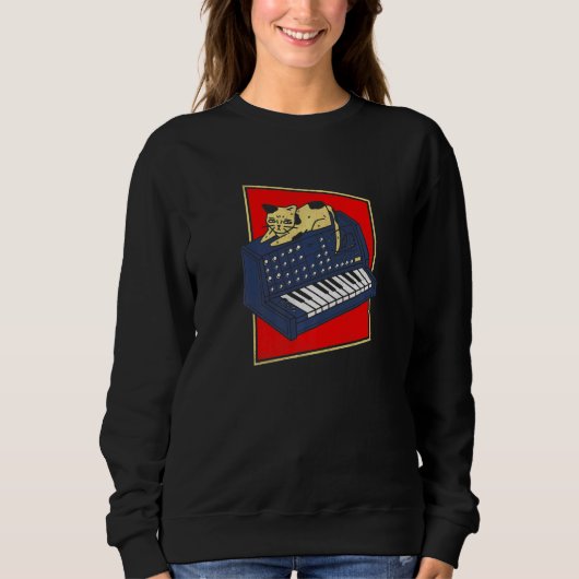 Synthesizer Cat Analog Synth Producer Modular Nerd Sweatshirt (Vorderseite)