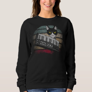 Synthesizer Cat Retro Synth Vaporwave Cat Sweatshirt