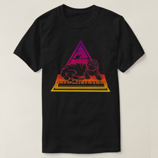 Synthesizer Cat Techno Synth Analog T-Shirt (Design vorne)
