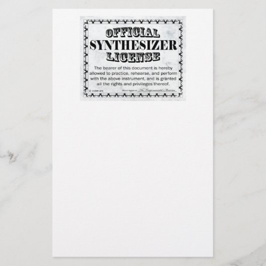 Synthesizer-Lizenz Briefpapier (Vorderseite)