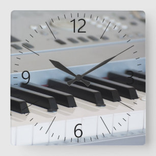 Synthesizer-Tastatur Quadratische Wanduhr