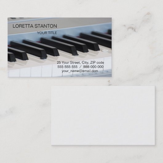 Synthesizer-Tastatur Visitenkarte (Vorne/Hinten)
