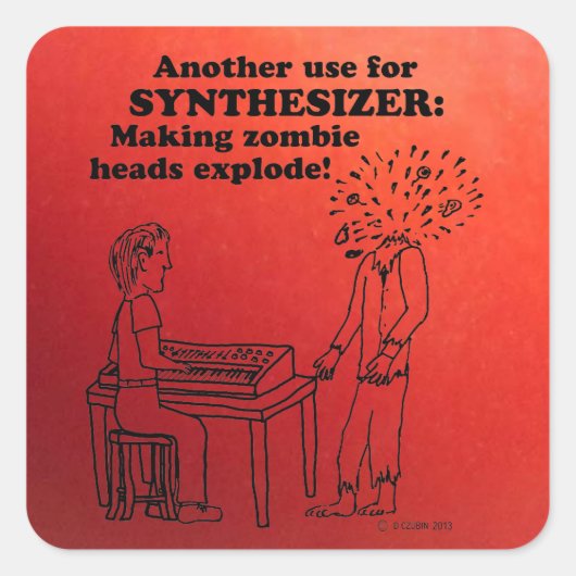 Synthesizer Zombie Explode Square Sticker (Vorderseite)