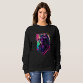 Synthwave Aesthetic Cat Vaporwave Cat  90s Retro C Sweatshirt (Vorne ganz)