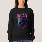Synthwave Aesthetic Cat Vaporwave Cat 90s Retro C Sweatshirt (Vorderseite)