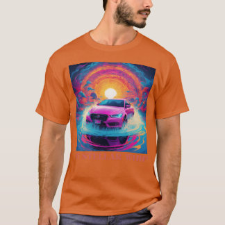 Synthwave-Art futuristisches Auto Vintage-Mädchen T-Shirt