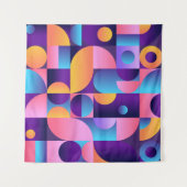 Synthwave Bauhaus Neon Plakat #1, dunkelrosa Wandteppich (Vorderseite (Horizontal))